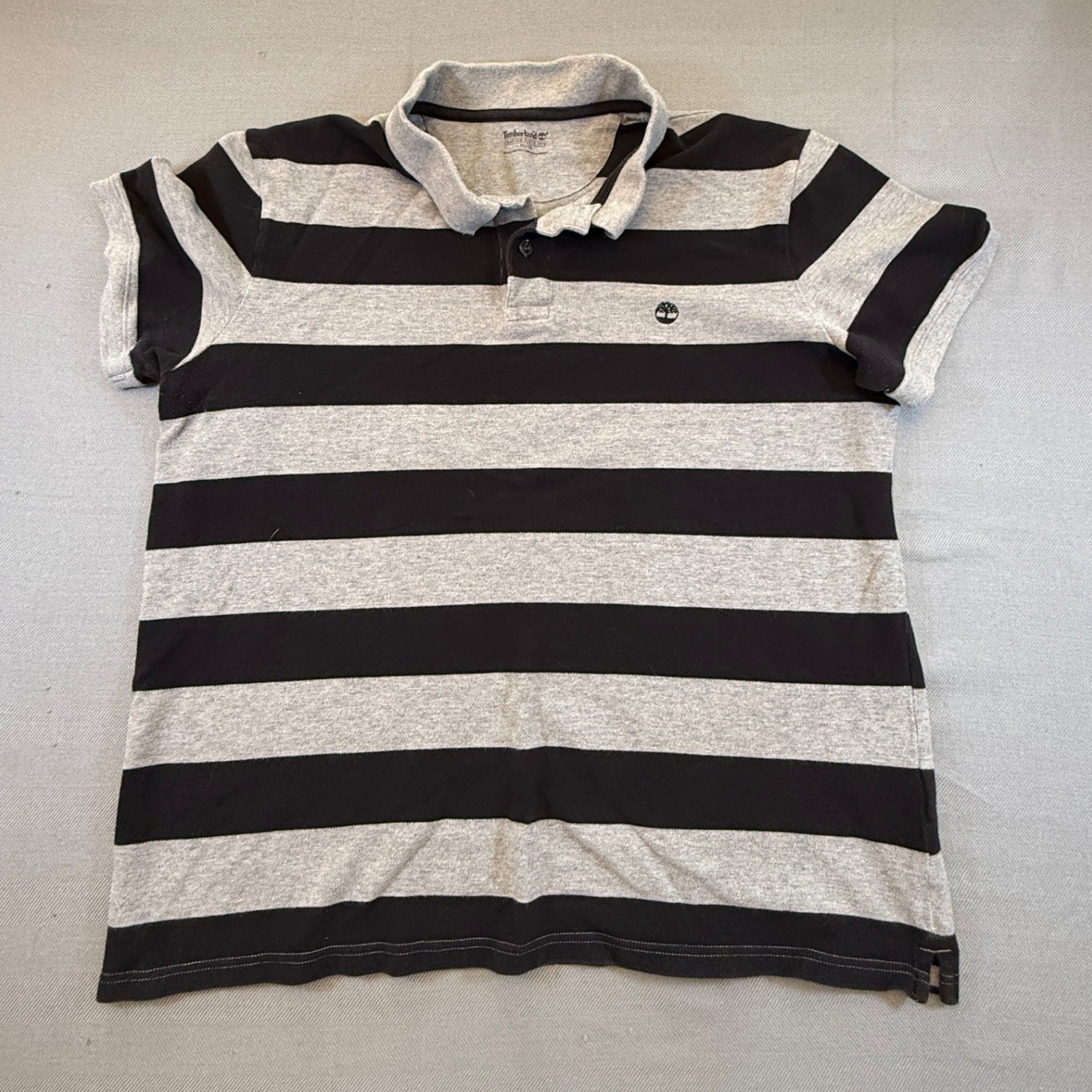 Timberland Mens Xl Gray Black Striped Short Sleeve Cotton Polo Shirt Tb0a1kvn